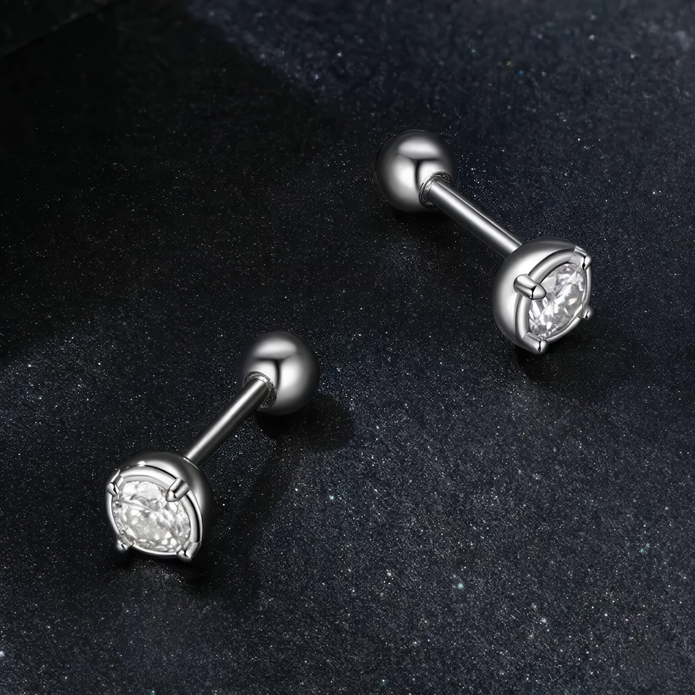 Celeste Moissanite Ball Back Earrings